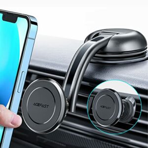 ACEFAST Handyhalterung Auto Magnet, KFZ Handy Halterung mit 8 Starke Magnet, Universal Magnetische Handyhalter mit Lüftung & Saugnapf für Alle Handys z.B iPhone 14/13/ 12/11 Samsung Huawei