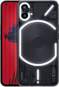 Nothing Phone (1) – 8 GB RAM + 128 GB, Glyph Interface, 50-MP-Dualkamera, OS, OLED-Display (6,55 Zoll, 120 Hz), schwarz, A063