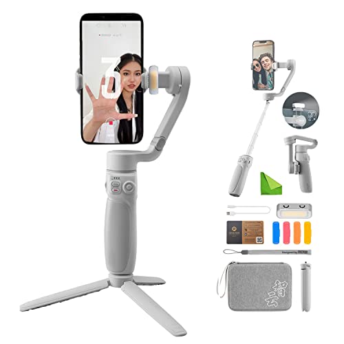 Zhiyun Smooth Q4 Combo 3-Achsen Handheld Gimbal Stabilisator für iPhone Smartphone, mit Selfie Stick LED Fülllicht für Tiktok YouTube Vlog