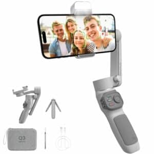 ZHIYUN Smooth Q3 Combo[Official] Smartphone Gimbal, 3 Achsen Handy Gimbal, mit Fülllicht, Stativ, Aufbewahrungstasche, Smartphone Stabilisator, für Vlog, YouTube, TikTok