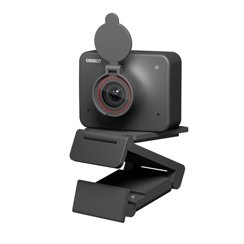 OBSBOT Meet KI-Betriebene Webcam 4K, Videokonferenz Kamera mit KI Automatischem Bildausschnitt, 4K Ultra HD Videoanrufe und Streaming, Webcam mit Mikrofon - Schwarz