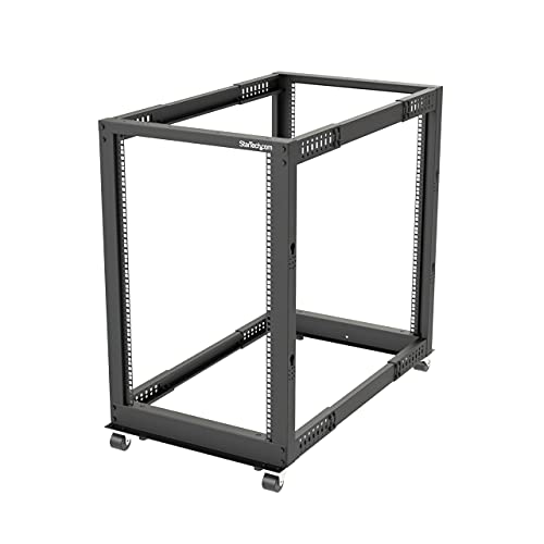 StarTech.com 18U Open Frame Rack - 4 Post - 22-40 in. Adjustable Depth - Schrank - offener Rahmen - 4 Pfosten - bodenstehend - Schwarz - 18U