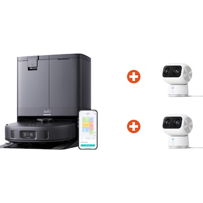 eufy Clean X10 Pro Omni Saugroboter + 2x eufy S350 Überwachungskamera 4K 360 Grad