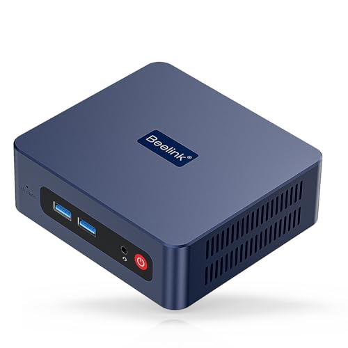 Beelink Mini PC mit AMD Ryzen 3 3200U (Bis zu 3.5 GHz), 16 GB DDR4 RAM, 500 GB SSD, Dualer HDMI, USB3.2, LAN, WLAN, Bluetooth, Ser Mini Computer für Büro, Business, Heimkino