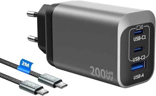 200W USB C Ladegerät mit 2M Kabel