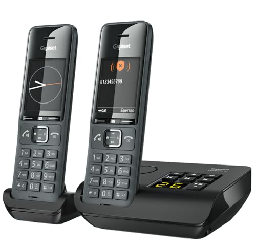 Gigaset Comfort 520A Duo - 2 Schnurlose DECT-Telefone mit Anrufbeantworter - Beste Audioqualität mit Freisprechfunktion - Anrufschutz - Adressbuch 200 Kontakten, titan-schwarz [Deutsche Version]