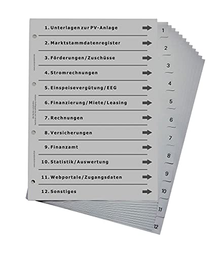 Ordnerregister für Photovoltaik - 5er Set