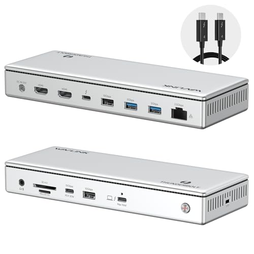 WAVLINK Thunderbolt 4 Dockingstation, 96W PD, Single 8K/Triple 4K Monitor Dockingstation mit 2 Thunderbolt 4-Ports, 2xHDMI, 2xUSB-A 3.1, 2xUSB-A 3.0, USB-C, Ethernet, SD/MicroSD, Audio/Mic