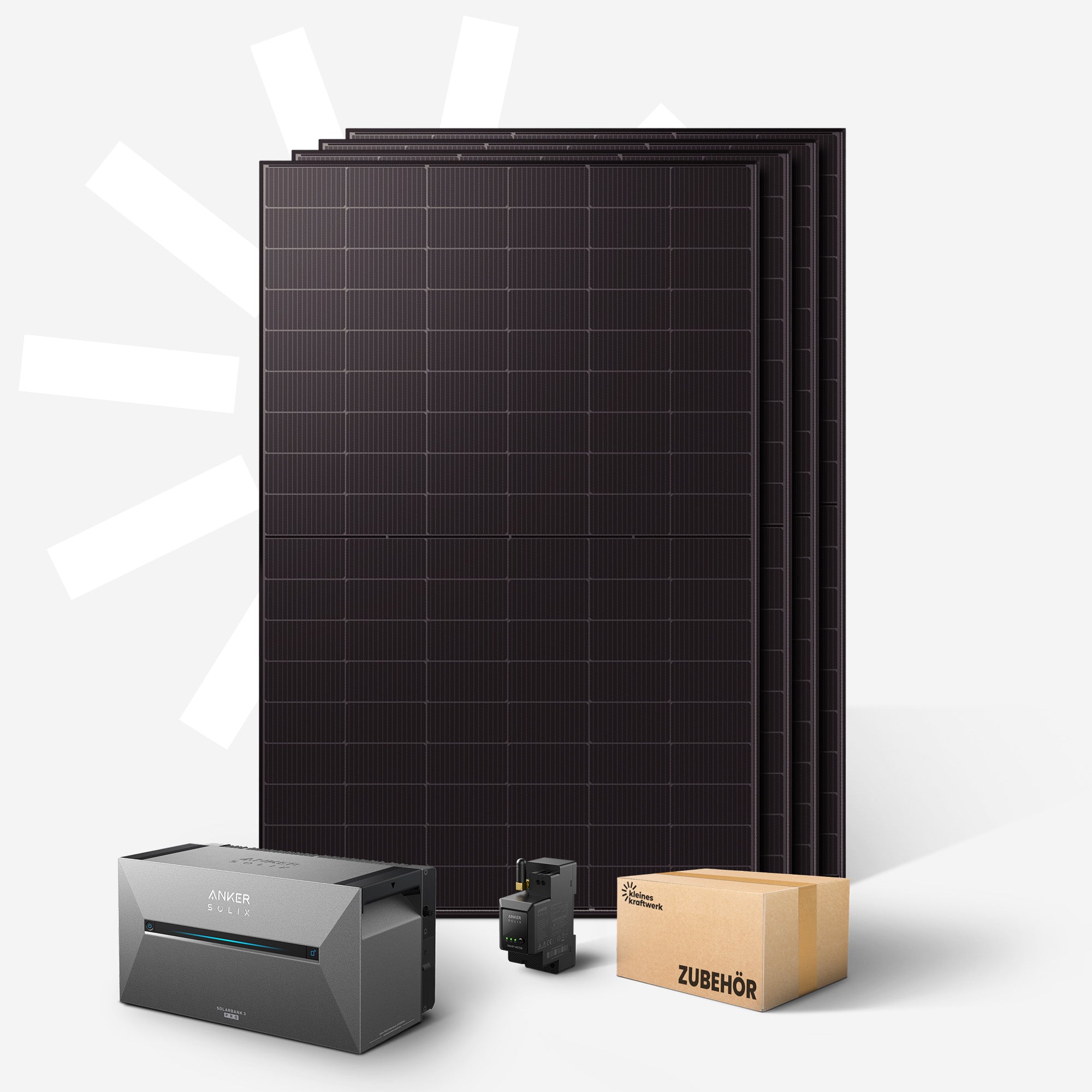 kleines kraftwerk Quattro XL - 2000Wp Balkonkraftwerk mit Speicher Anker SOLIX Solarbank 3 Pro