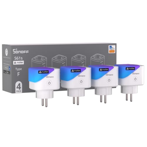 SONOFF S61s Smart Steckdosen 16A/3840W – Fern- & Sprachsteuerung für ein sichereres und smarteres Leben | Energieüberwachung & Zeitschaltuhr | Matter-kompatibel mit Alexa, Google und HomeKit(4er-Pack)
